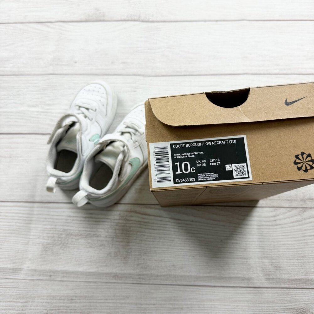 Nike Court Borough Low Recraft Toddler Sneakers White Jade Ice Velcro Shoes 10 C - Picture 8 of 9